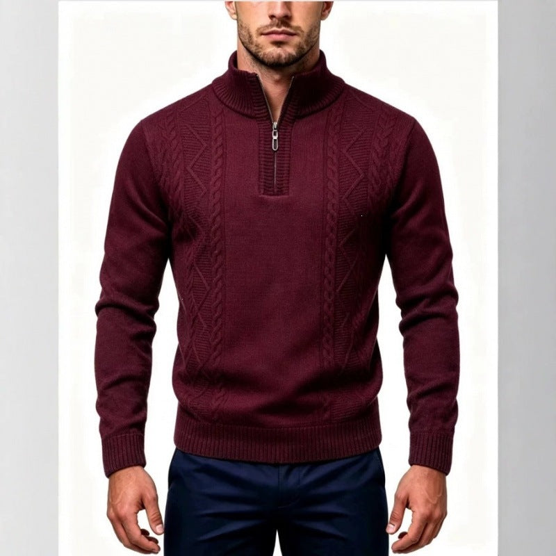 Herren Strukturierter Halbzip-Pullover mit Stehkragen und Zopfmuster-Details Echo Archiv