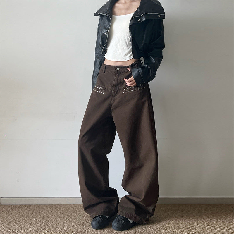 Damen Extraweite Baggy-Hose mit Nietverzierung und Utility-Details Echo Archiv