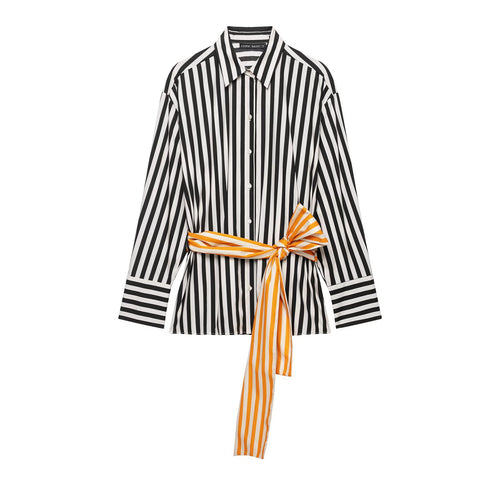 Damen Hemdblusen‑Kleid mit vertikalen Streifen und markantem Schleifengürtel Echo Archiv
