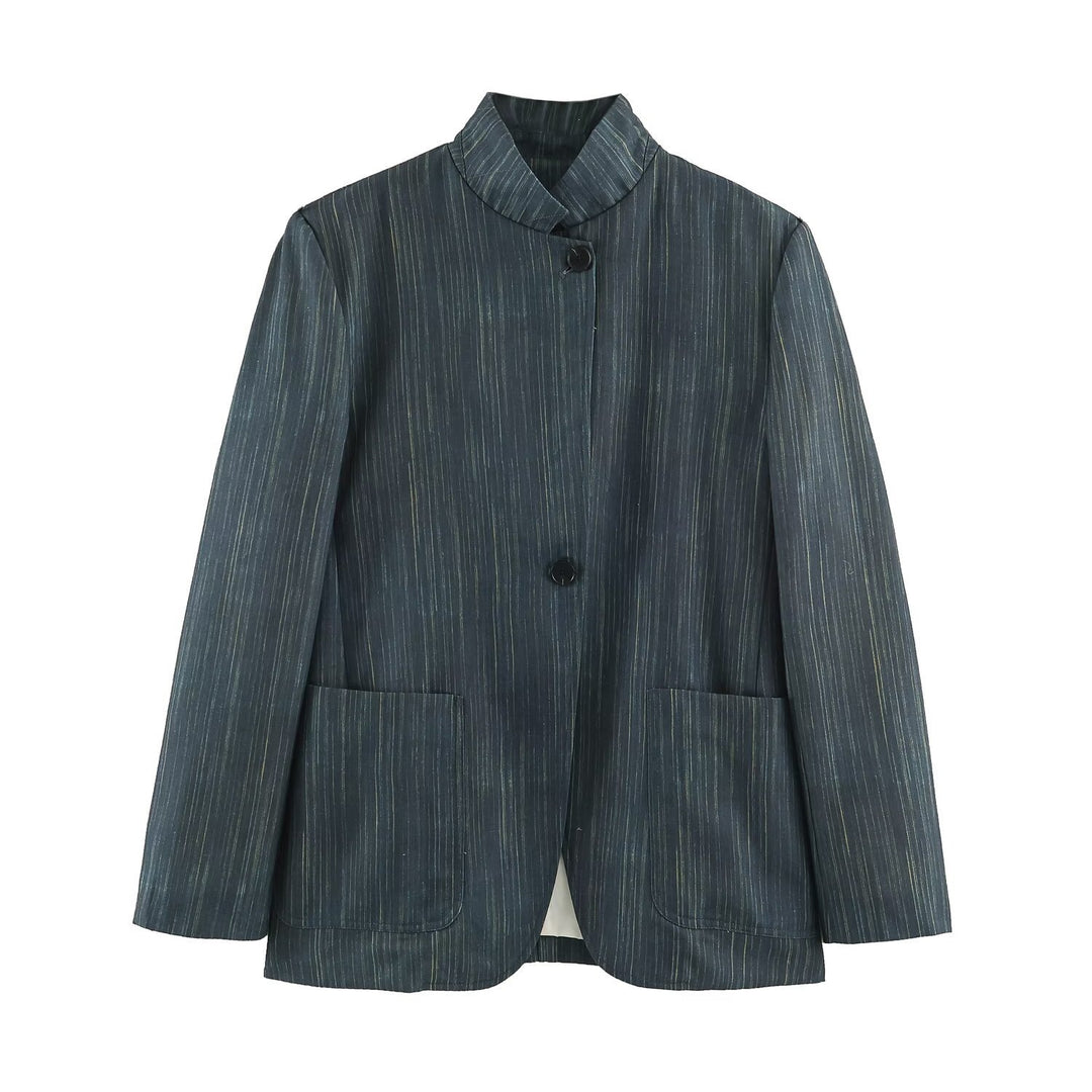Damen Lang geschnittener Blazer mit Stehkragen und aufgesetzten Taschen Echo Archiv