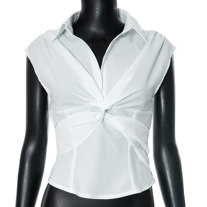 Damen elegante Kurzarmbluse mit knotenförmigem Design Echo Archiv