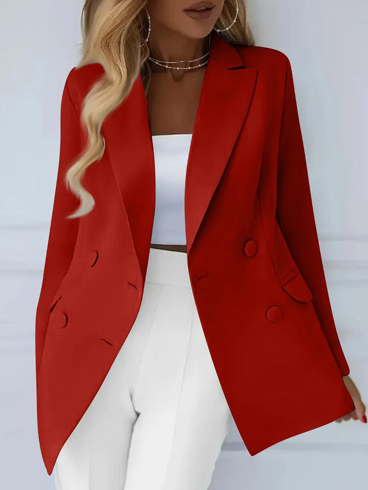 Damen Elegant taillierter Longblazer mit stoffbezogenen Knöpfen – Valéne