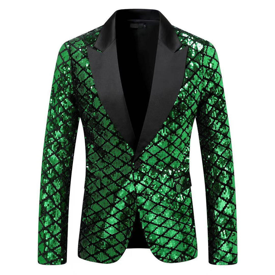 Herren elegante Pailletten-Blazerjacke mit klassischem Revers Echoarchiv