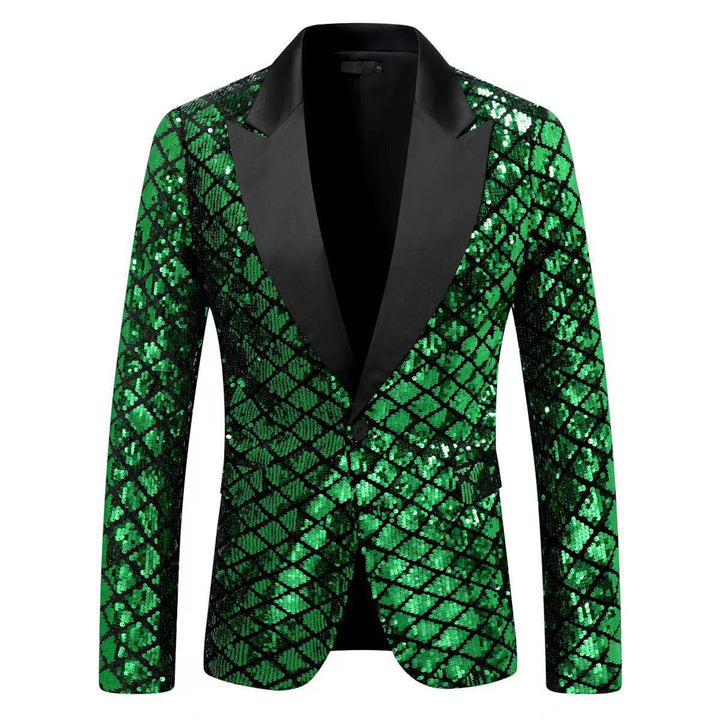 Herren elegante Pailletten-Blazerjacke mit klassischem Revers Echoarchiv