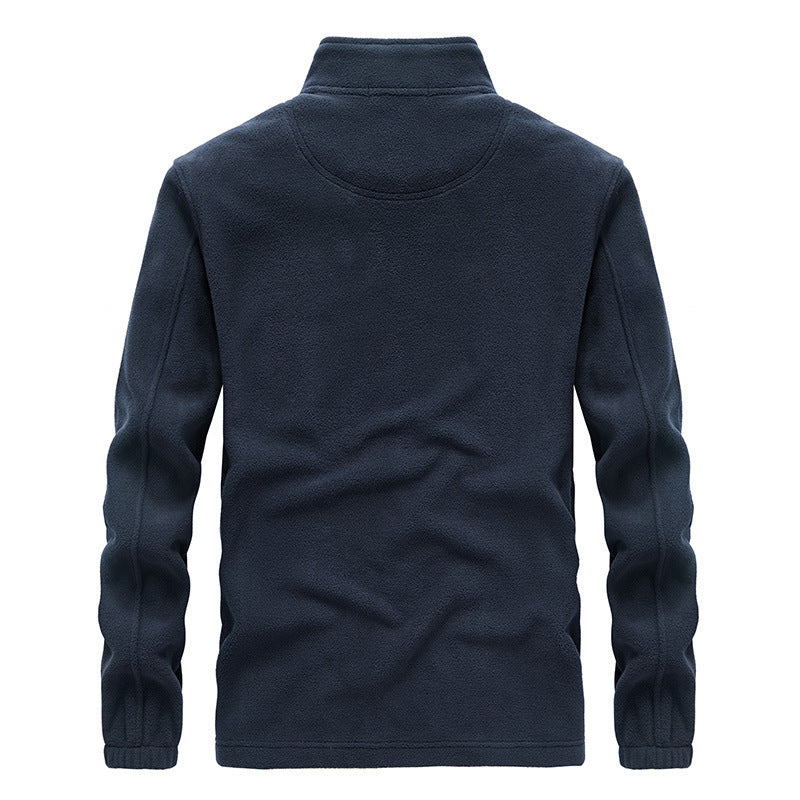 Herren Microfleece-Outdoorjacke mit Stehkragen, Reißverschluss und zipptaschen – Taviero
