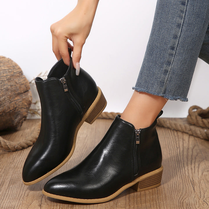 Damen nan schlanke Ankle-Boots mit seitlichem Reißverschluss, schmaler Spitzform und komfortablem Blockabsatz Echo Archiv