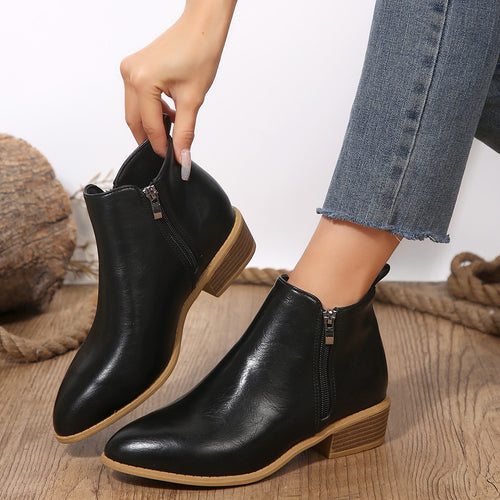 Damen nan schlanke Ankle-Boots mit seitlichem Reißverschluss, schmaler Spitzform und komfortablem Blockabsatz Echo Archiv
