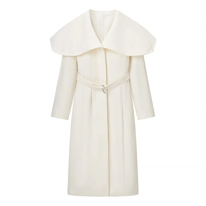 Damen nan eleganter Mantel mit übergroßem Cape-Kragen und Taillengürtel Echo Archiv