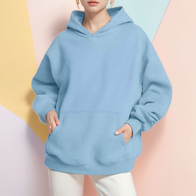 Damen nan extralanges Oversize Kapuzen-Sweatshirt mit Kängurutasche, weichem Fleece-Innenfutter und überschnittener Schulter Echo Archiv