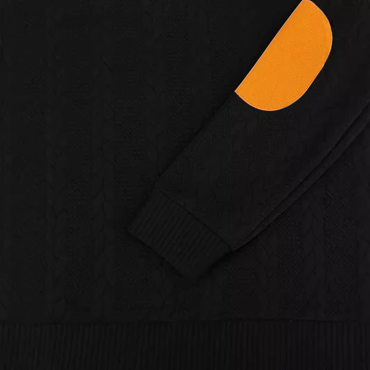Herren Pullover mit strukturierter Oberfläche und modischen Lederakzenten Echoarchiv
