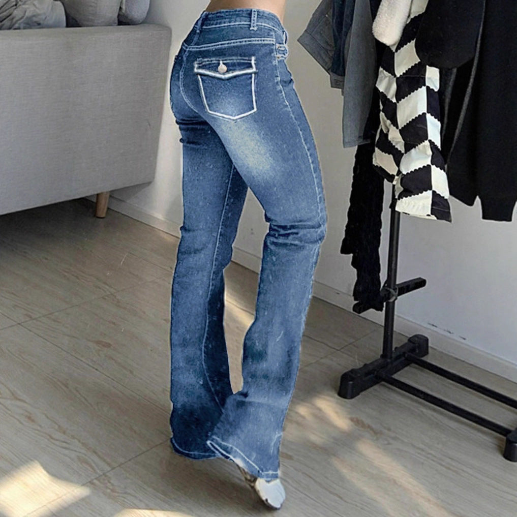 Damen taillenhohe Flared-Denimhose mit sculptendem Sitz und verlängertem Bein Echo Archiv