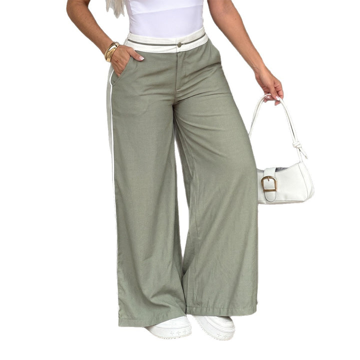 Damen nan weite High‑Waist Palazzohose mit Kontrastpaspel und Taillengürtel Echo Archiv