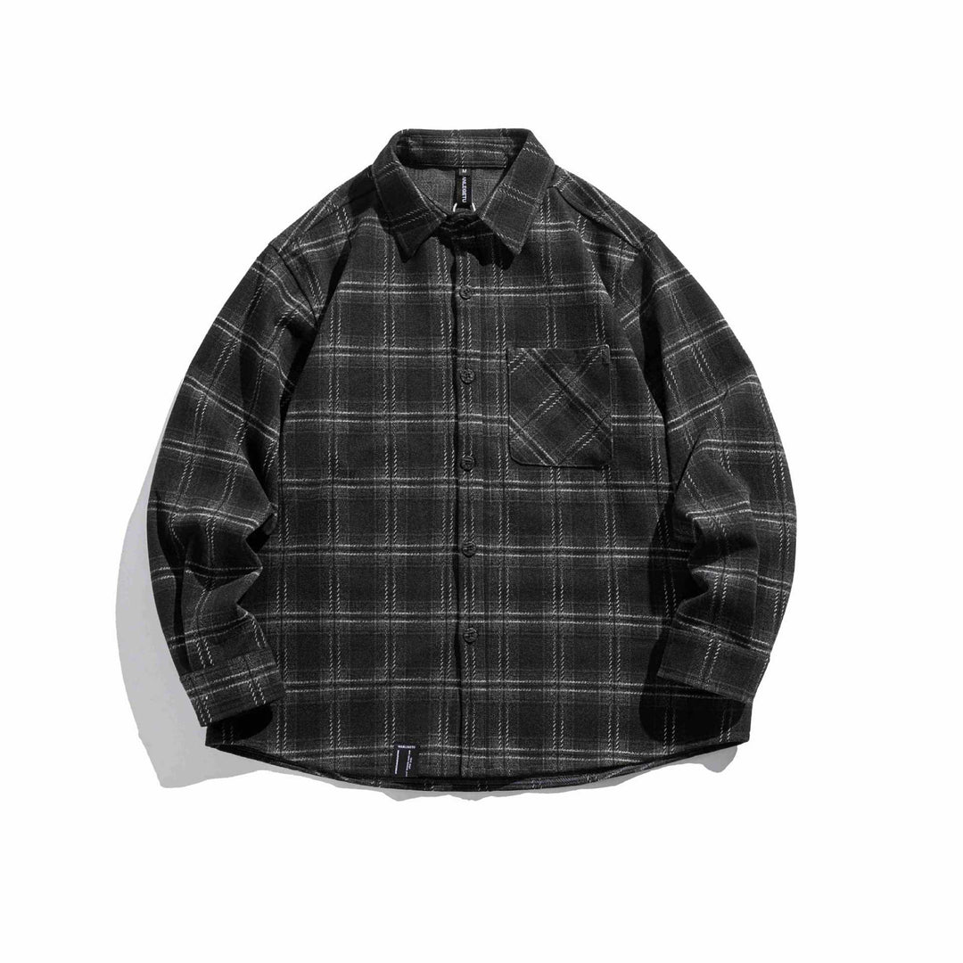 Herren Kariertes Overshirt aus flauschigem Twill mit Hemdkragen Echoarchiv