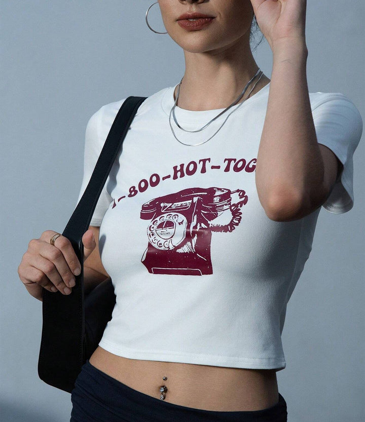 Damen Crop-T-Shirt mit kreativem Telefon-Design Echo Archiv