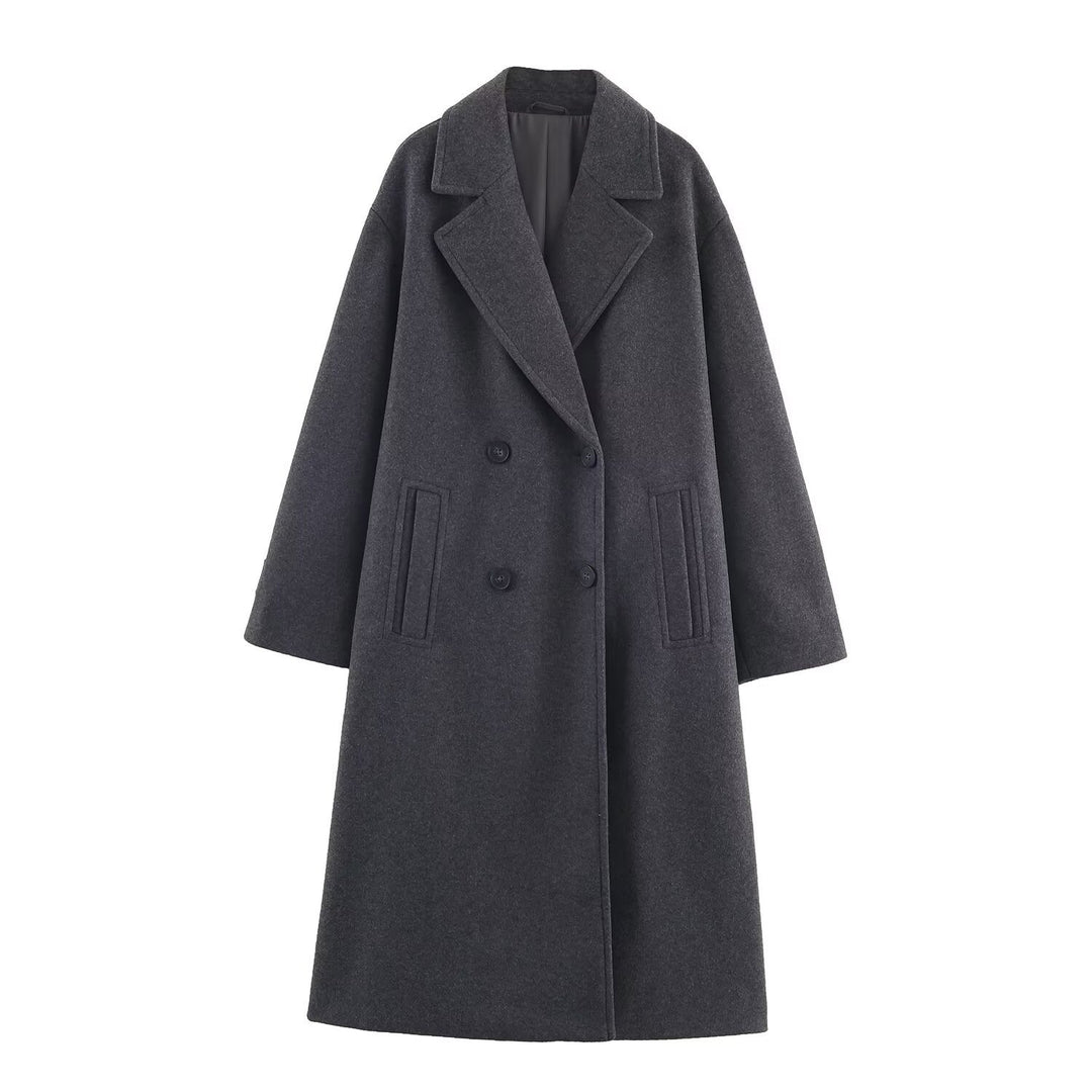 Damen Doppelreihiger Oversize‑Mantel mit fallendem Revers und Eingrifftaschen Echo Archiv