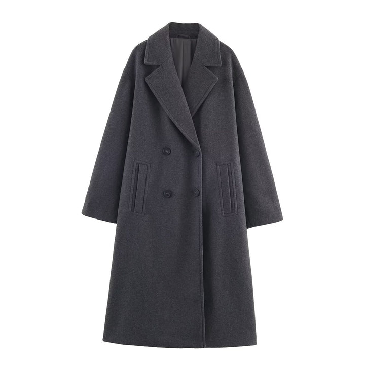 Damen Doppelreihiger Oversize‑Mantel mit fallendem Revers und Eingrifftaschen Echo Archiv