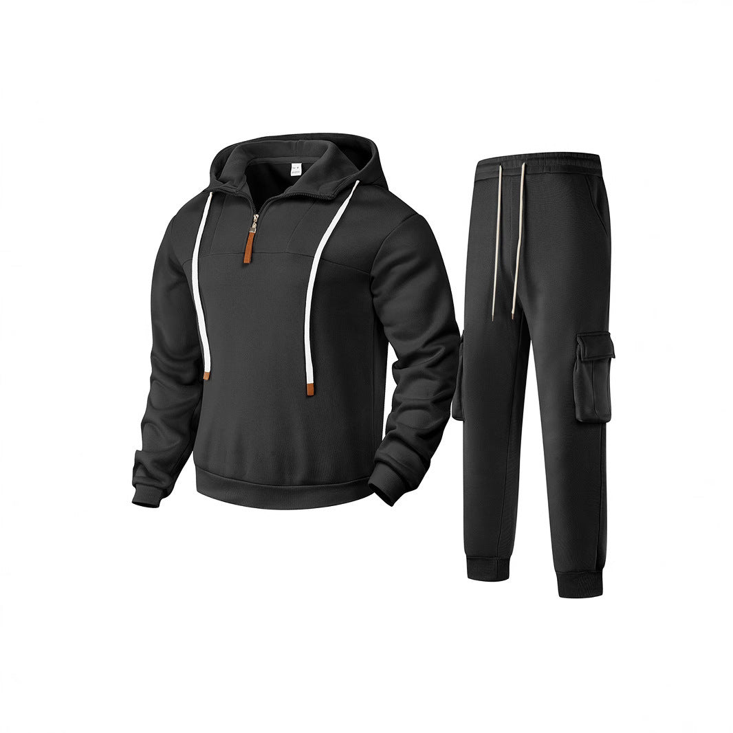Herren nan zweiteiliges Sweatset mit Kapuze elastischem Bund und aufgesetzten Cargotaschen Echo Archiv