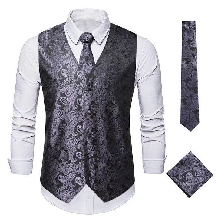 Herren nan Paisley Satin Anzugweste Set mit Krawatte und Einstecktuch Echo Archiv