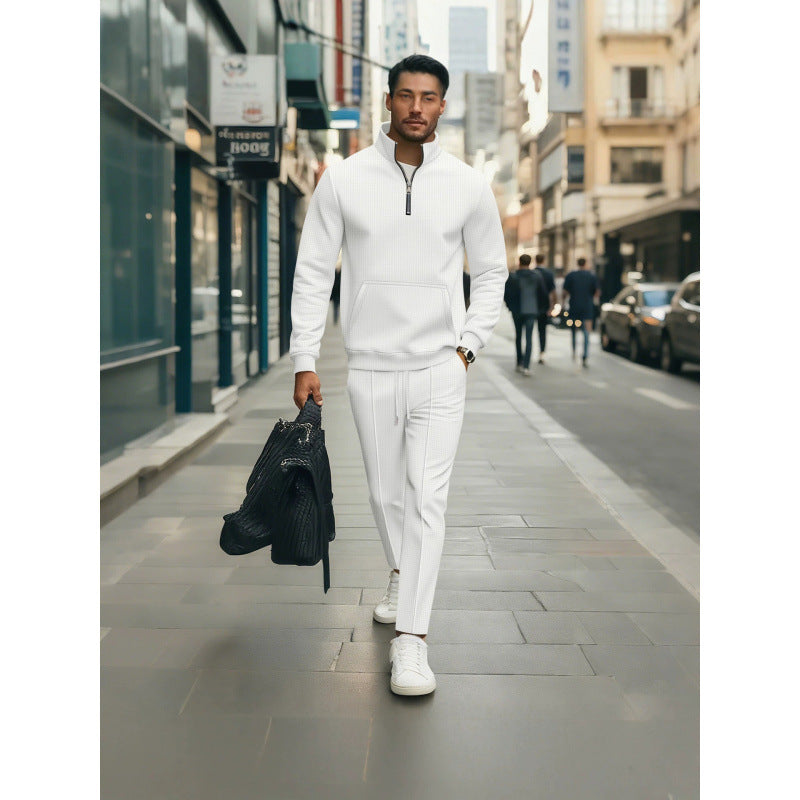 Herren Hochwertiger Stehkragen Pullover mit Zipper Echoarchiv