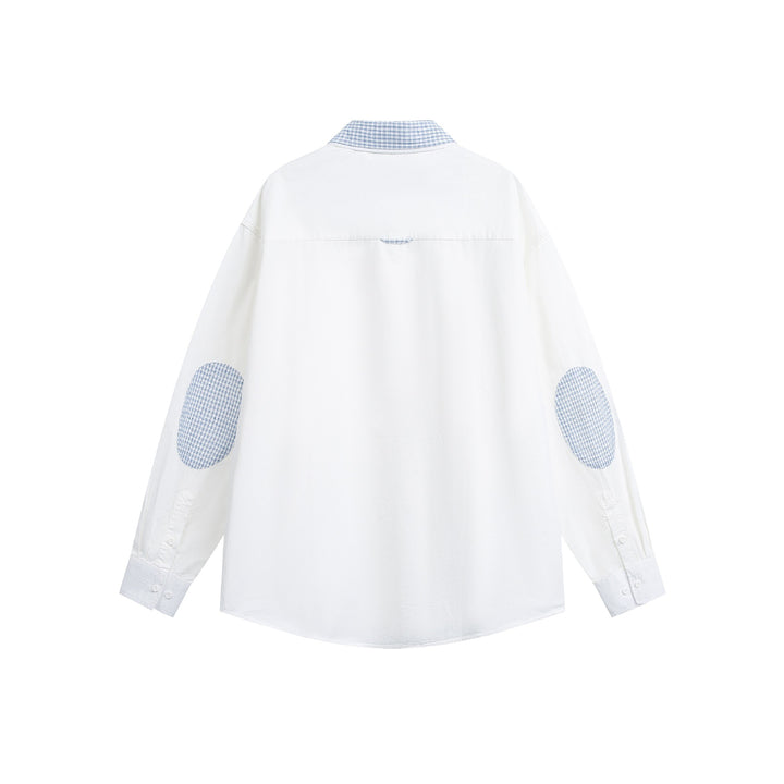 Unisex Oversize Baumwollhemd mit kontrastierendem Karokragen und Brusttasche Echoarchiv