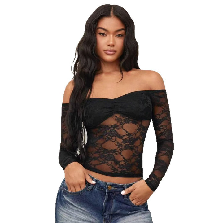 Damen Off-Shoulder Spitzenoberteil mit langen Ärmeln und romantischen Details Echo Archiv