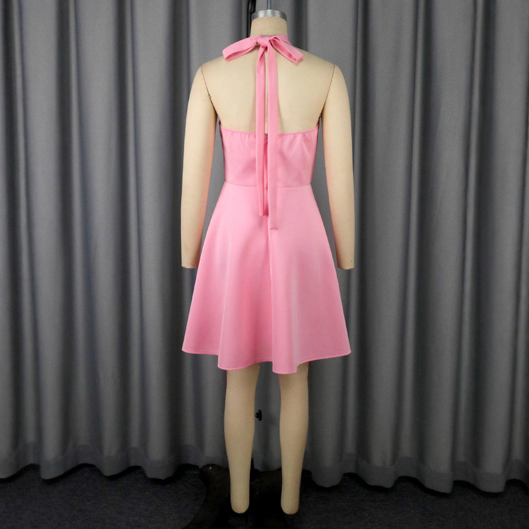 Damen elegantes Midikleid mit floraler Applikation und asymmetrischem Bund Echo Archiv