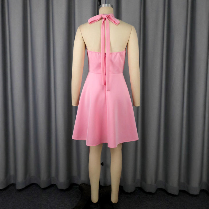 Damen elegantes Midikleid mit floraler Applikation und asymmetrischem Bund Echo Archiv