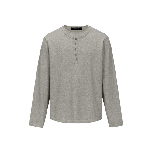 Unisex Minimalistisches Henley-Langarmshirt aus Thermo-Jersey mit Knopfleiste Echoarchiv