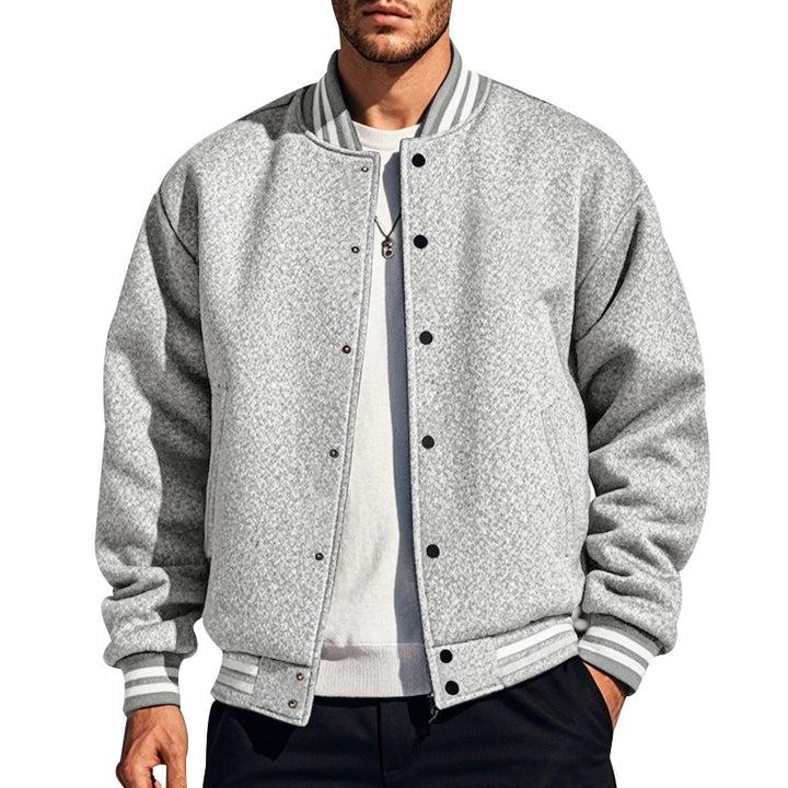 Herren nan schlanke Collegejacke im Collegestil mit Druckknopfleiste und kontrastierenden Rippbündchen Echo Archiv