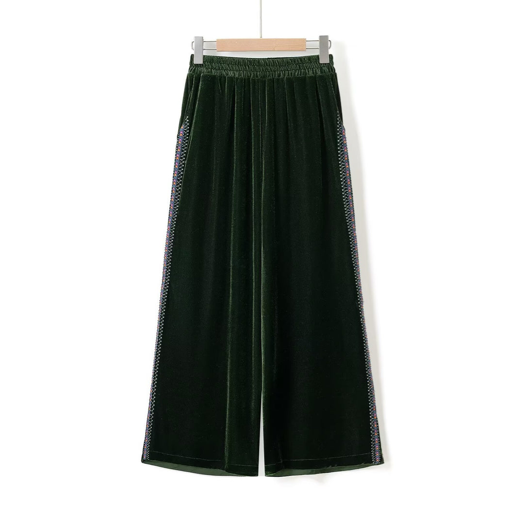 Damen Palazzo-Hose aus luxuriösem Samt mit seitlichen Glitzerelementen Echo Archiv