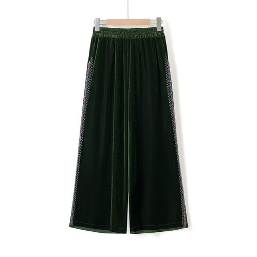 Damen Palazzo-Hose aus luxuriösem Samt mit seitlichen Glitzerelementen Echo Archiv