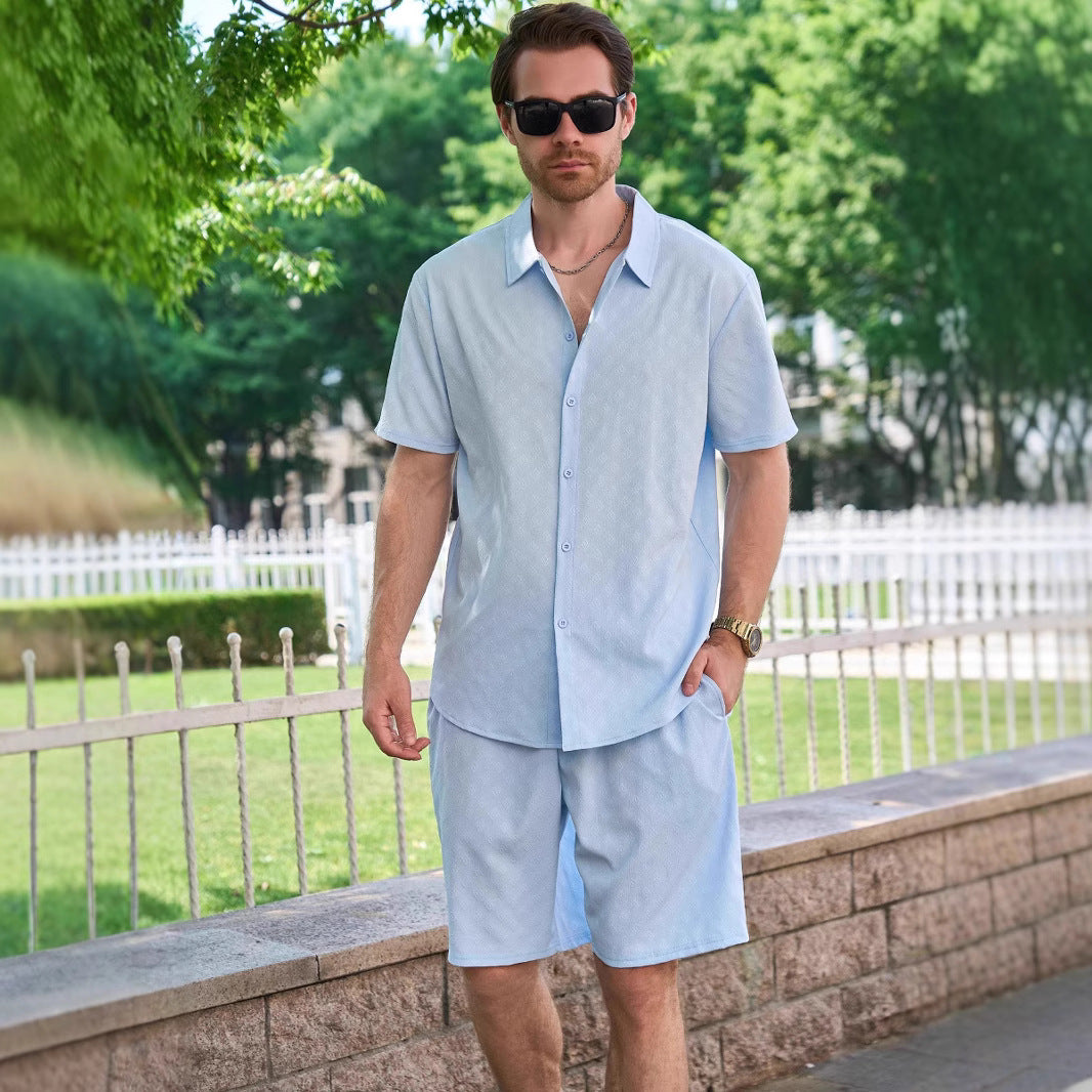 Herren lässiges Kurzarm-Shirt und Shorts Set Echoarchiv