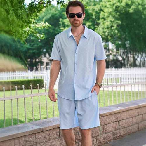 Herren lässiges Kurzarm-Shirt und Shorts Set Echoarchiv