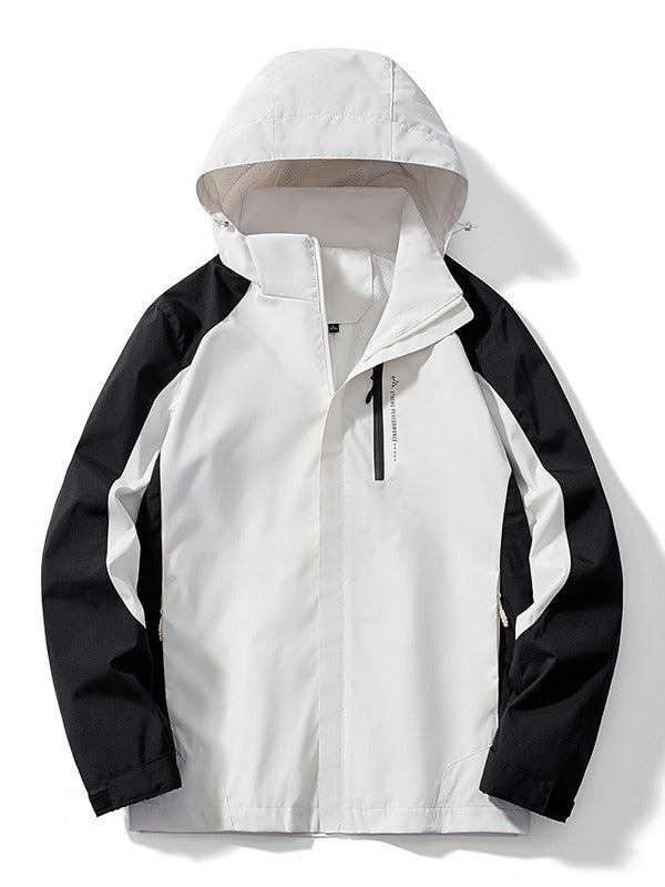 Damen Leichte zweifarbige Softshelljacke mit Kapuze, atmungsaktivem Meshfutter und Brustreißverschluss – Célinea