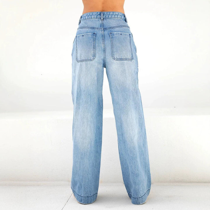 Damen Hochtaillierte weite Denim-Jeans im Palazzo-Schnitt Echo Archiv