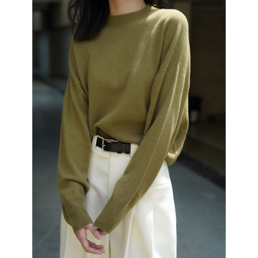 Damen Relaxter Feinstrick-Pullover mit überschnittener Schulter und Rundhalsausschnitt Echoarchiv