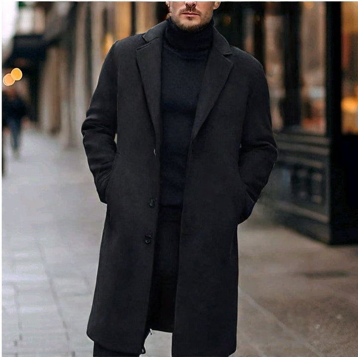Herren nan eleganter Wollmixmantel mit Reverskragen und geradem Schnitt Echo Archiv