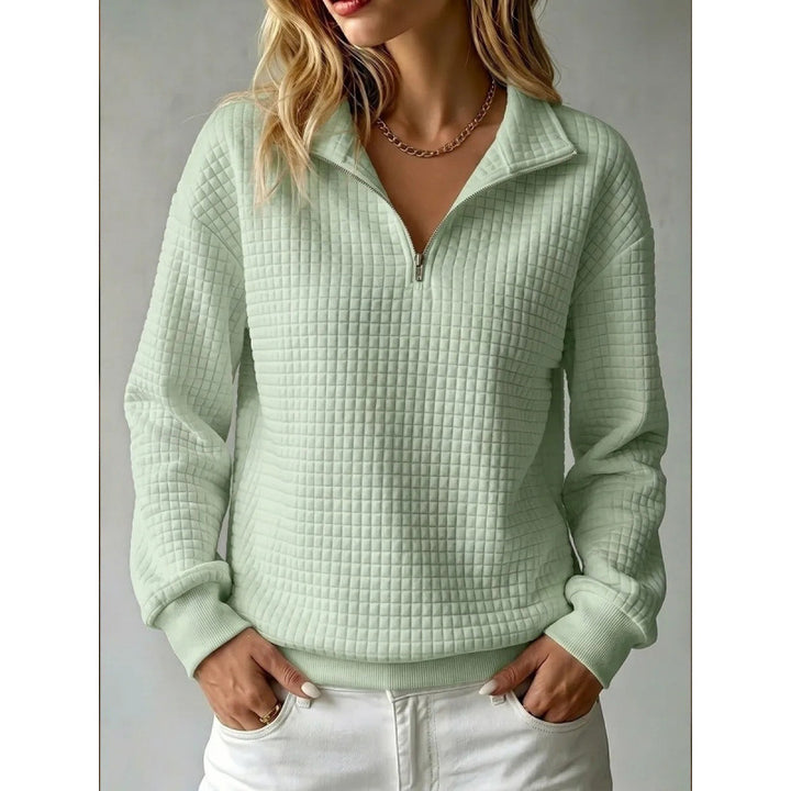 Damen Stepp-Sweatshirt mit halbem Reißverschluss und Kachelstruktur Echoarchiv