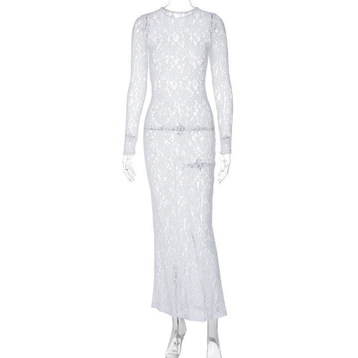 Damen Spitzenabendkleid mit elegantem Rückenausschnitt und langem Arm Echo Archiv