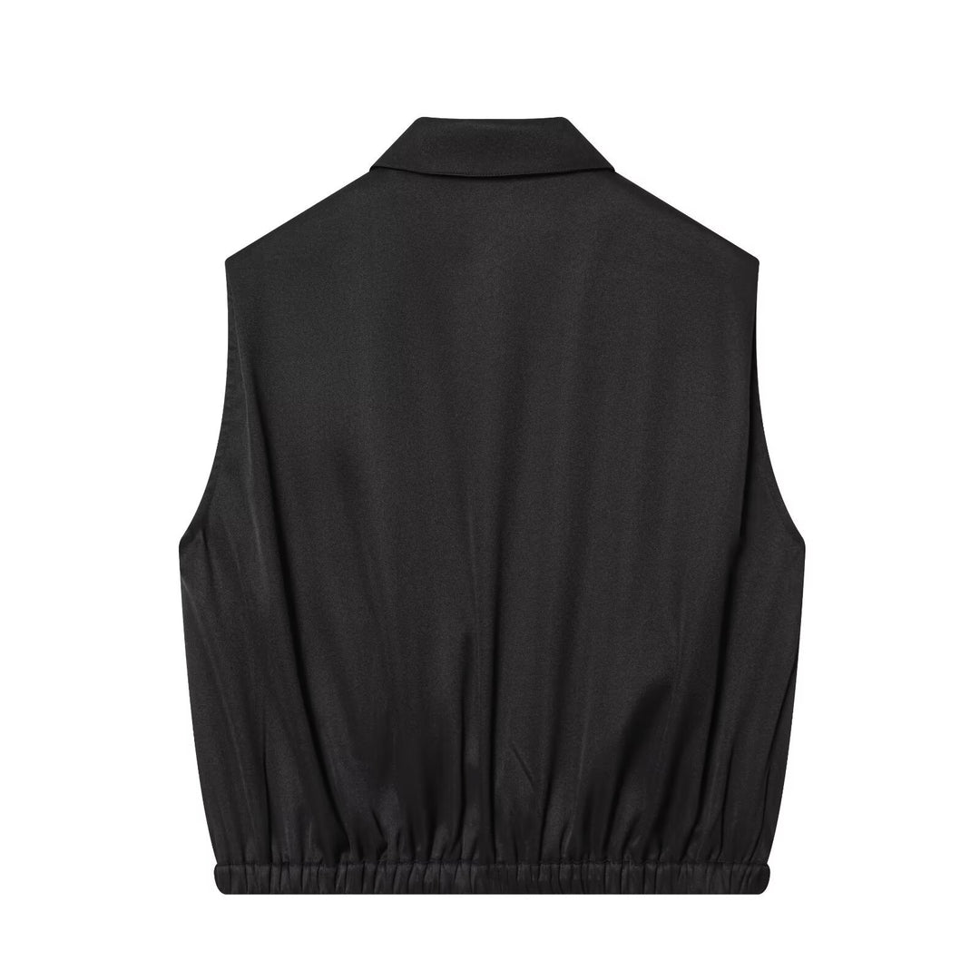 Damen ärmellose Utility-Weste mit seitlichen Taschen und elastischem Bund Echo Archiv