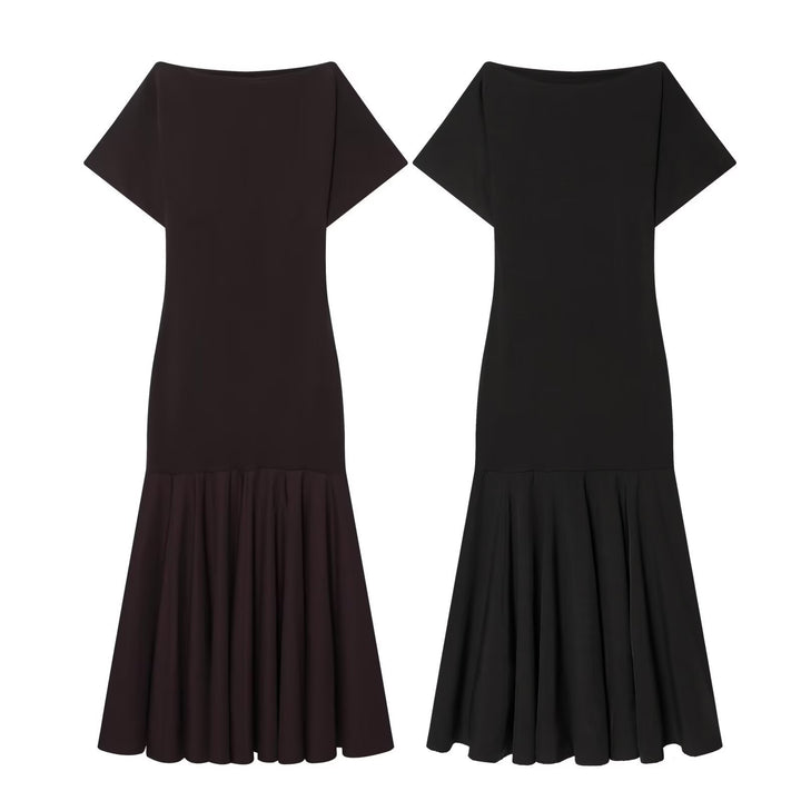 Damen Elegantes Maxikleid mit schwingendem Rock und asymmetrischem Ausschnitt Echo Archiv