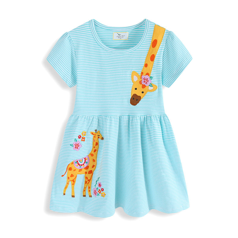 Mädchen Baumwollkleid mit fröhlichem Giraffenmotiv Echo Archiv