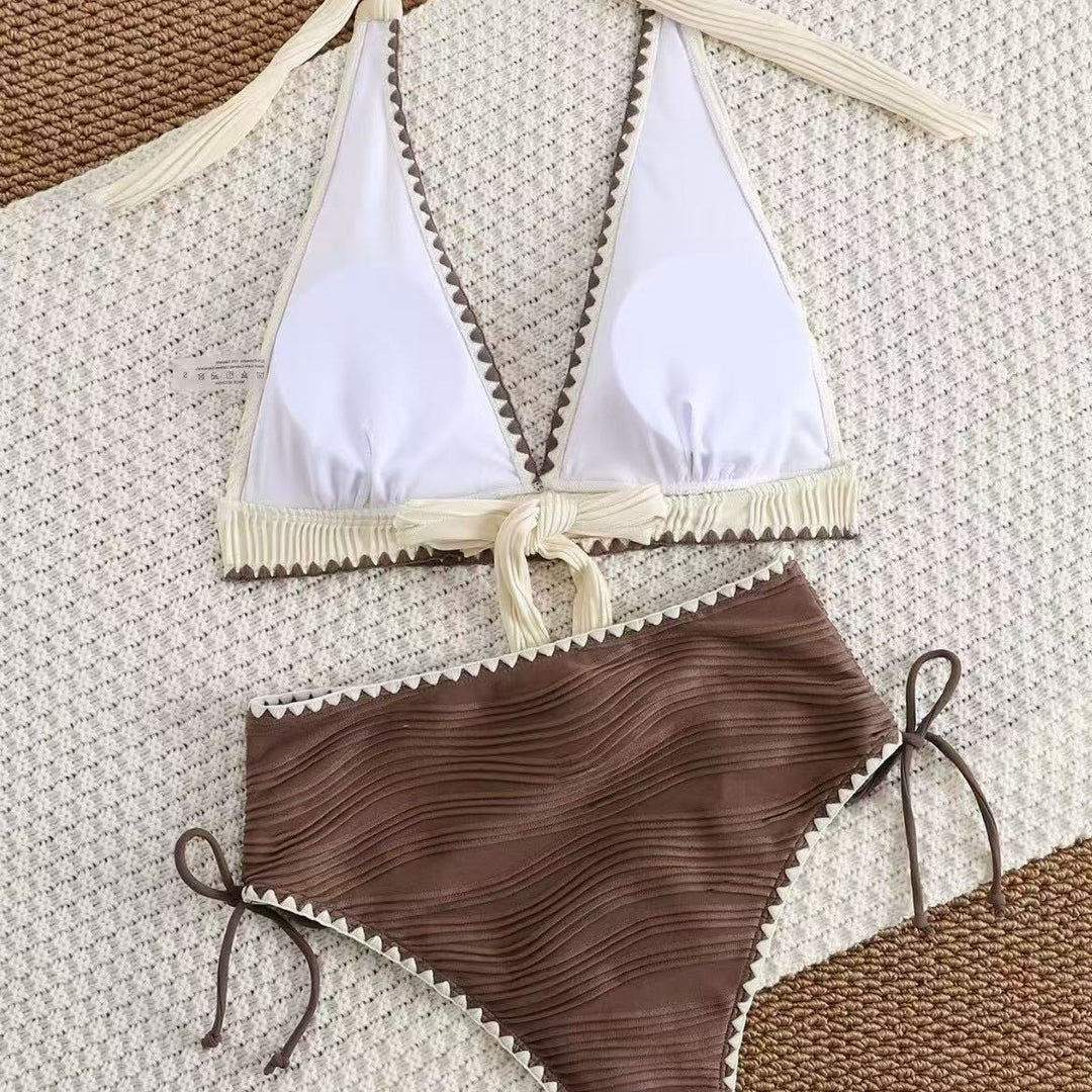 Damen Bikini-Set mit tiefem V-Ausschnitt und hoch taillierter Hose Echo Archiv