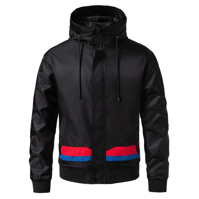 Herren Kapuzen-Bomberjacke im urbanen Retro‑Look mit Kontraststreifen, windabweisender Außenlage und Rippbündchen Echo Archiv