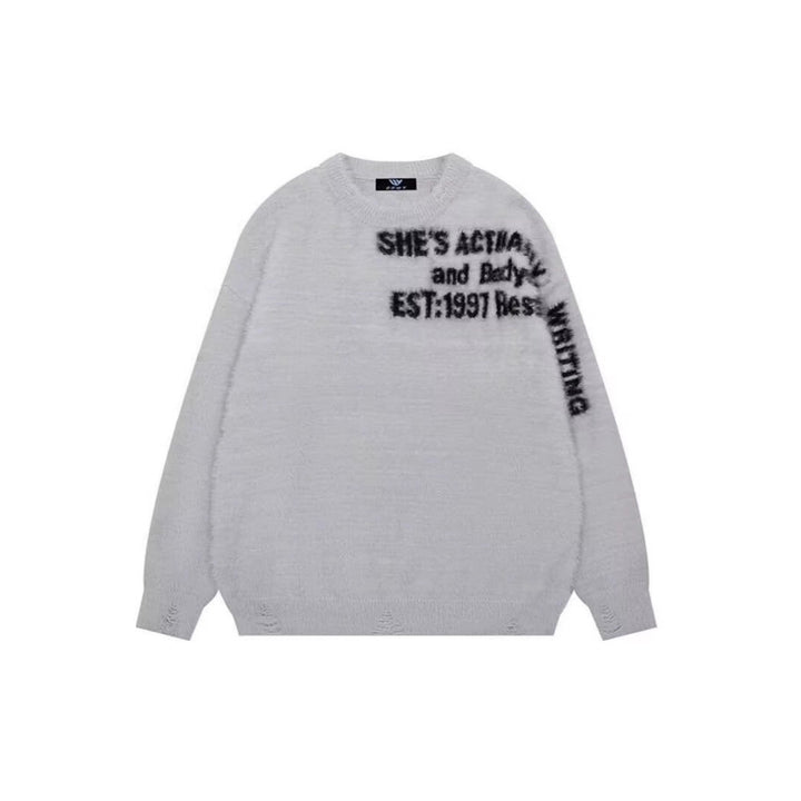 Damen Lässiger Oversized Pullover mit grafischem Print Echoarchiv