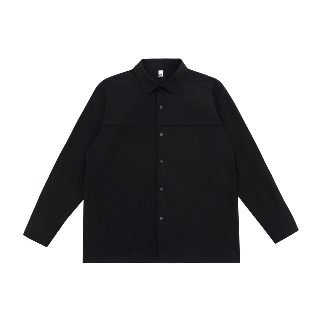 Unisex Longline-Hemdjacke im Boxy-Schnitt aus schwerer Sweatqualität mit verdeckter Druckknopfleiste Echoarchiv
