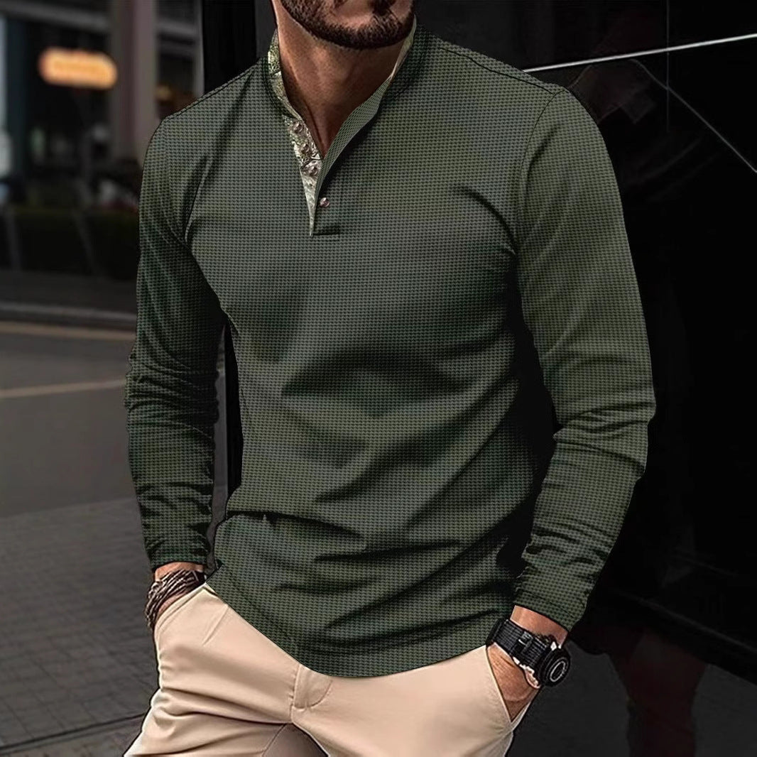 Herren Langarmshirt mit grafischem Kragen Echoarchiv