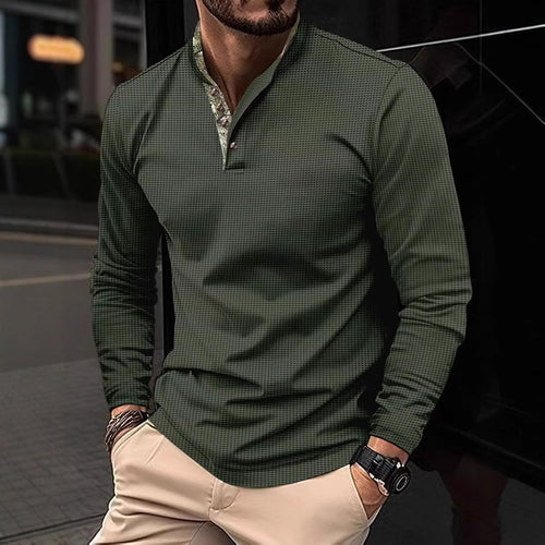Herren Langarmshirt mit grafischem Kragen Echoarchiv