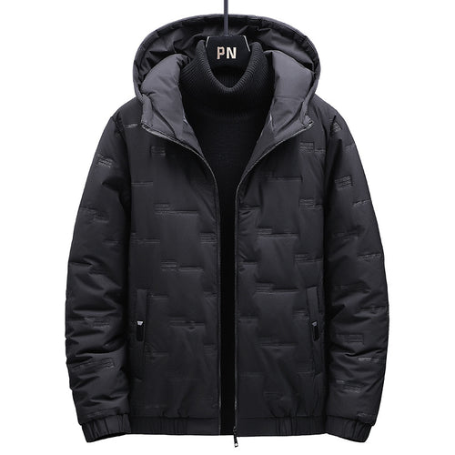 Herren Gefütterte Steppjacke mit Kapuze und geometrischer Steppung Echoarchiv