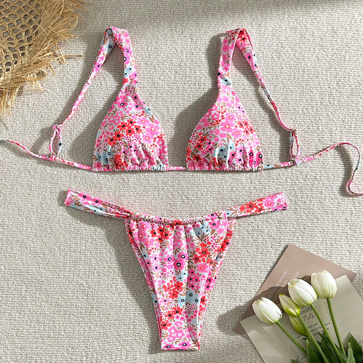 Damen Triangel-Bikini mit verstellbaren Trägern und floralem Design Echo Archiv